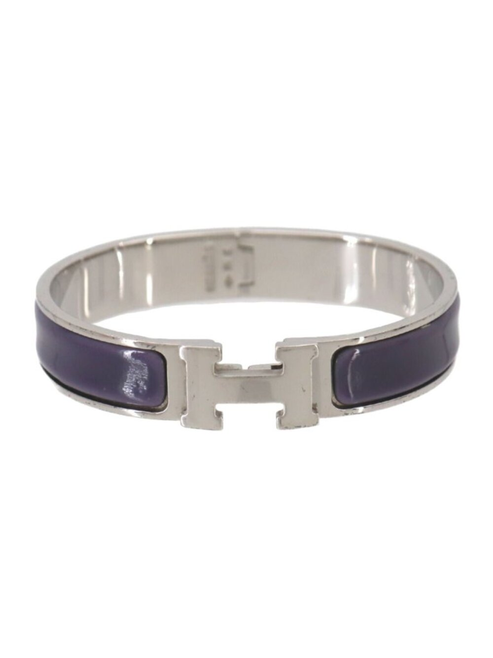 Hermes Clic PM Bangle Purple Silver Bracelet